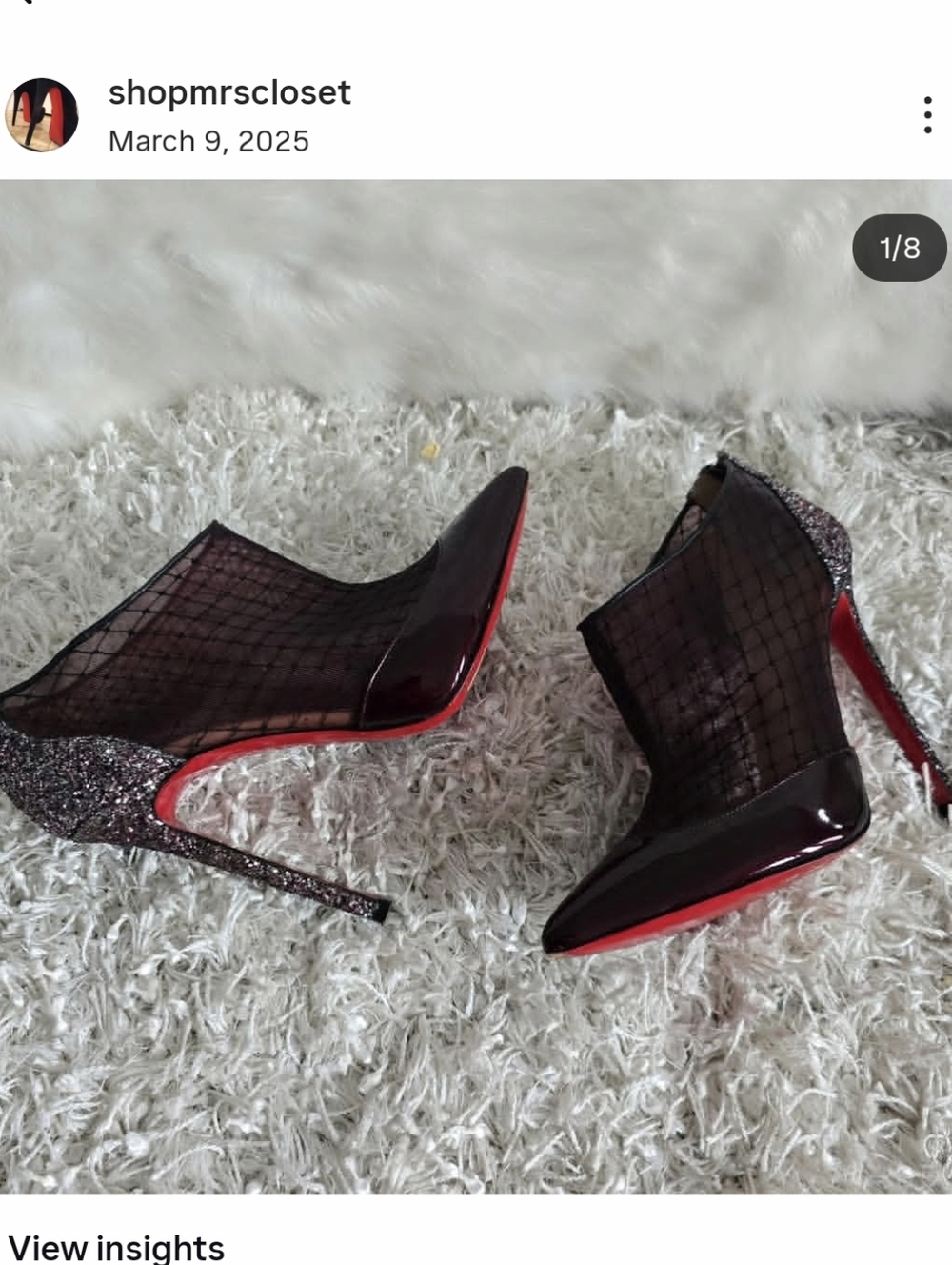 Christian Louboutin Black Patent and Glitter Mesh Ankle Booties with Red Sole